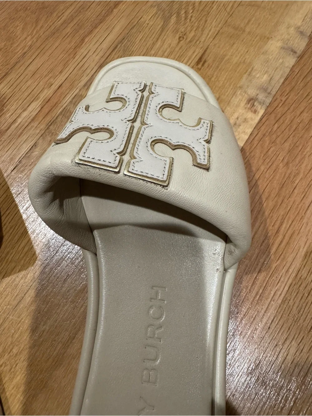 Tory Burch Cream Double T Sport Slide